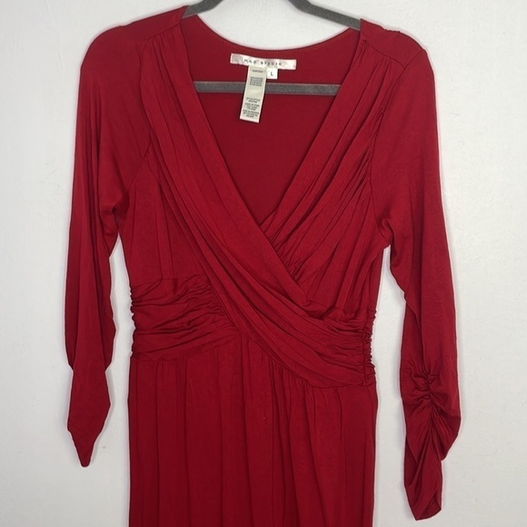 Max Studio ruched cross details red dress - Picture 2 of 7